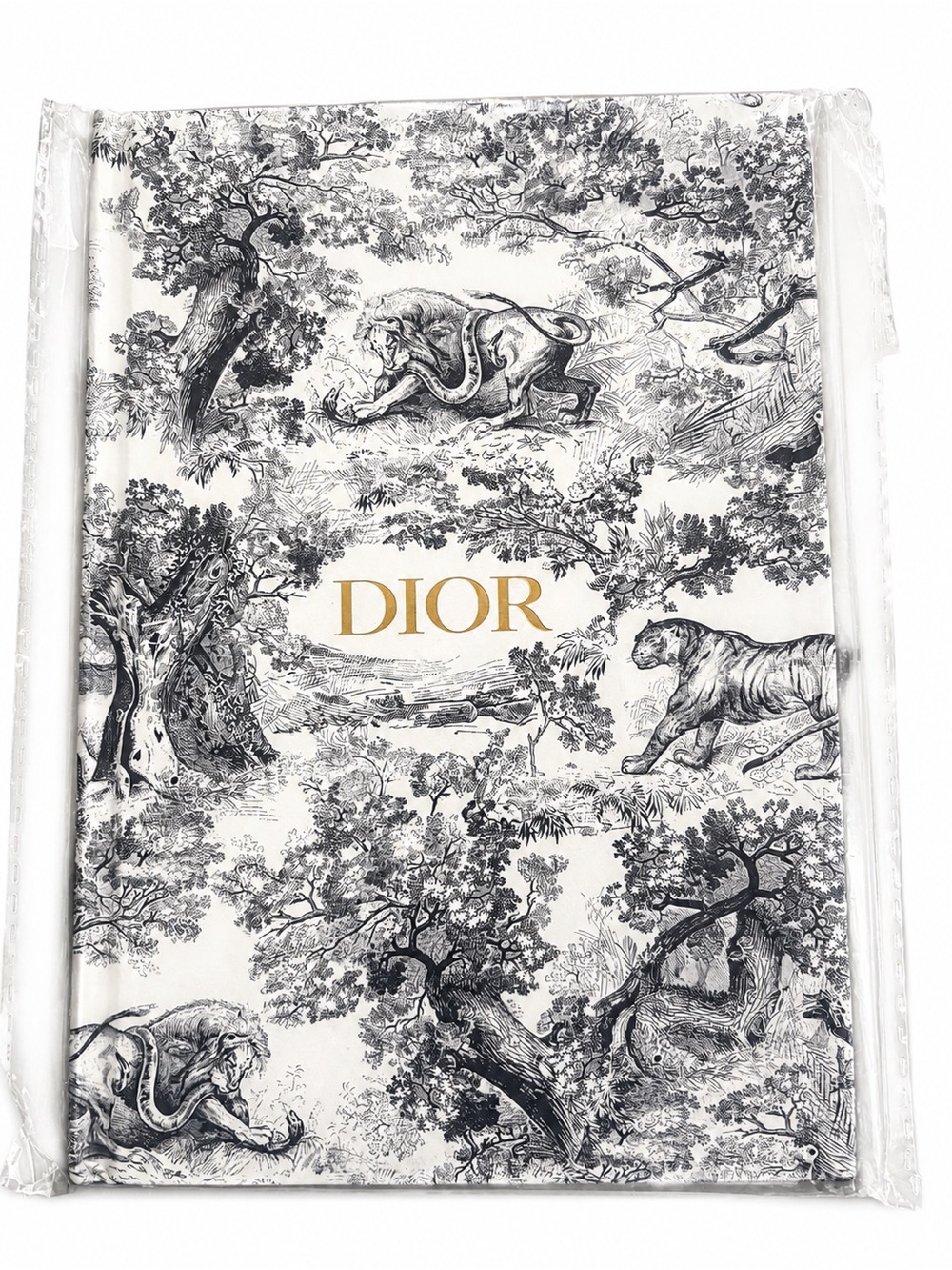 Dior Black and White Toile Notebook with Gold Logo